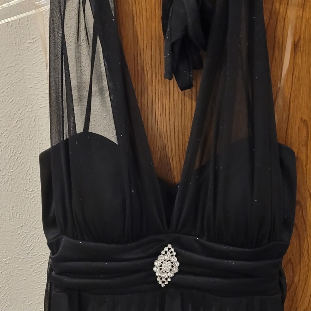 Black halter formal dress